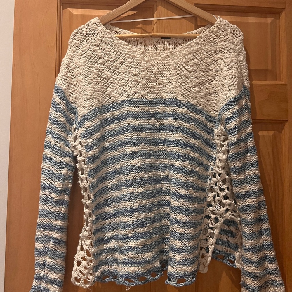 Blue and Beige stripe sweater Free People Size S